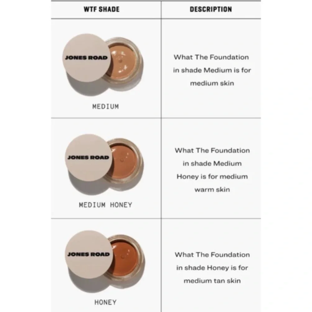 4 Jones Road WTF foundation or miracle balm or SPF colors to trial - Picture 9 of 10